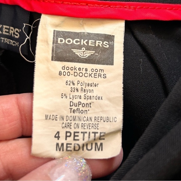 Dockers Vintage Straight Leg Slacks Black Women Size 4 Petite Medium - Picture 9 of 9